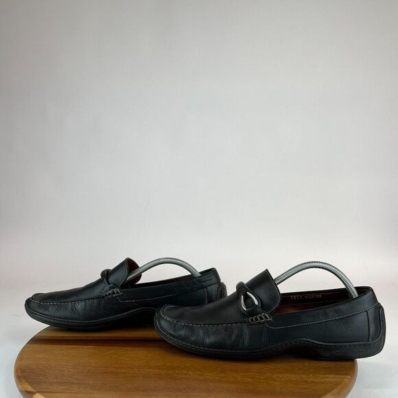Mens Donald Pliner Black Leather Horsebit Driving Shoes Loafers‎ Size 10.5 M GUC